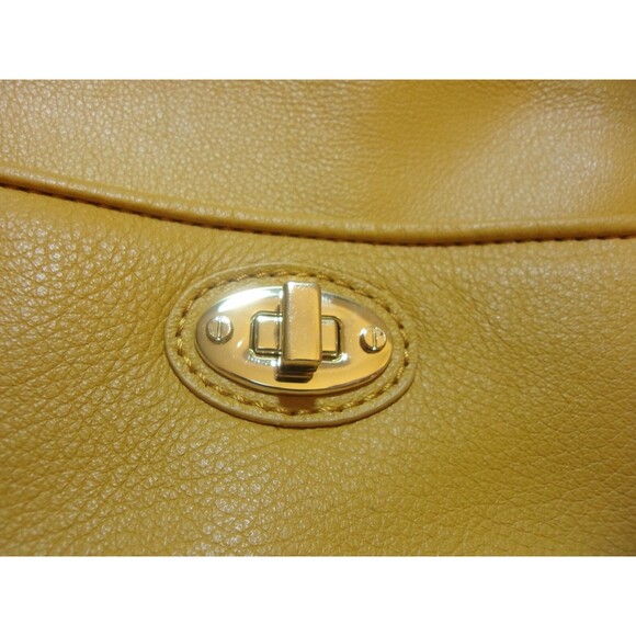 Talbots Dome Shaped Golden Yellow Crossbody Bag Adjustable Strap Leather - Picture 3 of 7